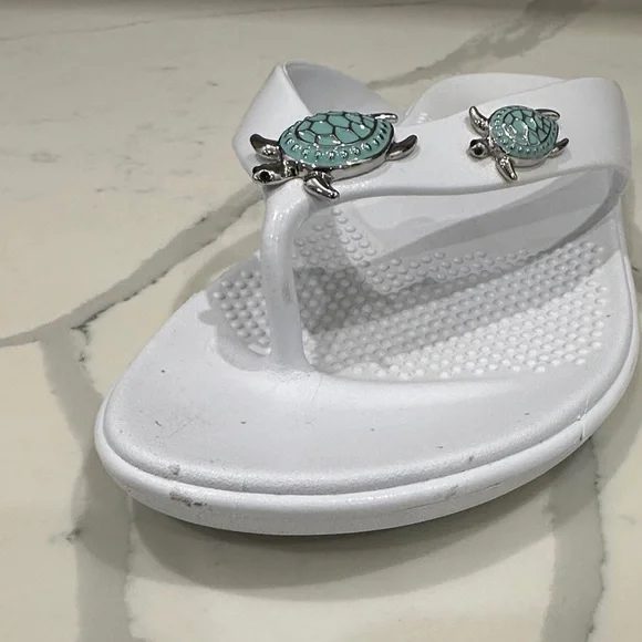 OKA b. White Sandals with Turtle Embellishments - Picture 7 of 12